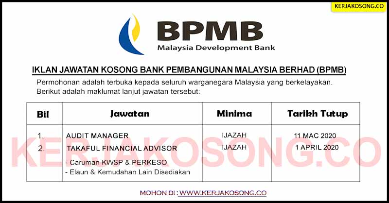 Jawatan Kosong Bank Pembangunan Malaysia Berhad (BPMB)