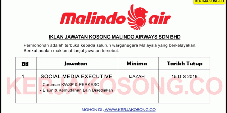 Jawatan Kosong Malindo Airways Sdn Bhd - Jawatan Kosong ...