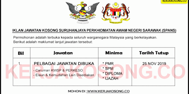 Jawatan Kosong Suruhanjaya Perkhidmatan Awam Negeri Sarawak Spans