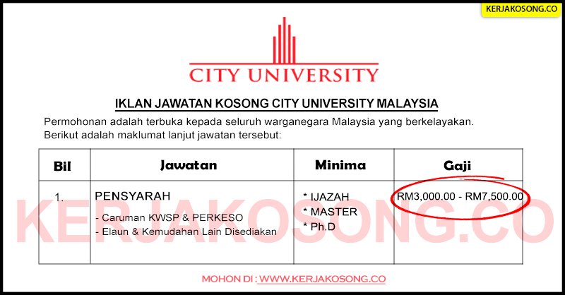 Jawatan Kosong City University Malaysia