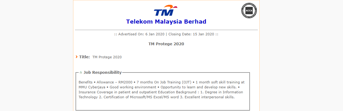 Apply Sini - Jawatan Kosong Telekom Malaysia (TM)