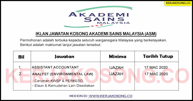 Jawatan Kosong Akademi Sains Malaysia Asm