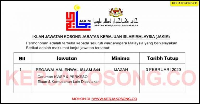 Jawatan Kosong Jabatan Kemajuan Islam Malaysia Jakim