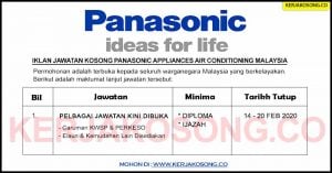Jawatan Kosong Panasonic Appliances Air Conditioning Malaysia