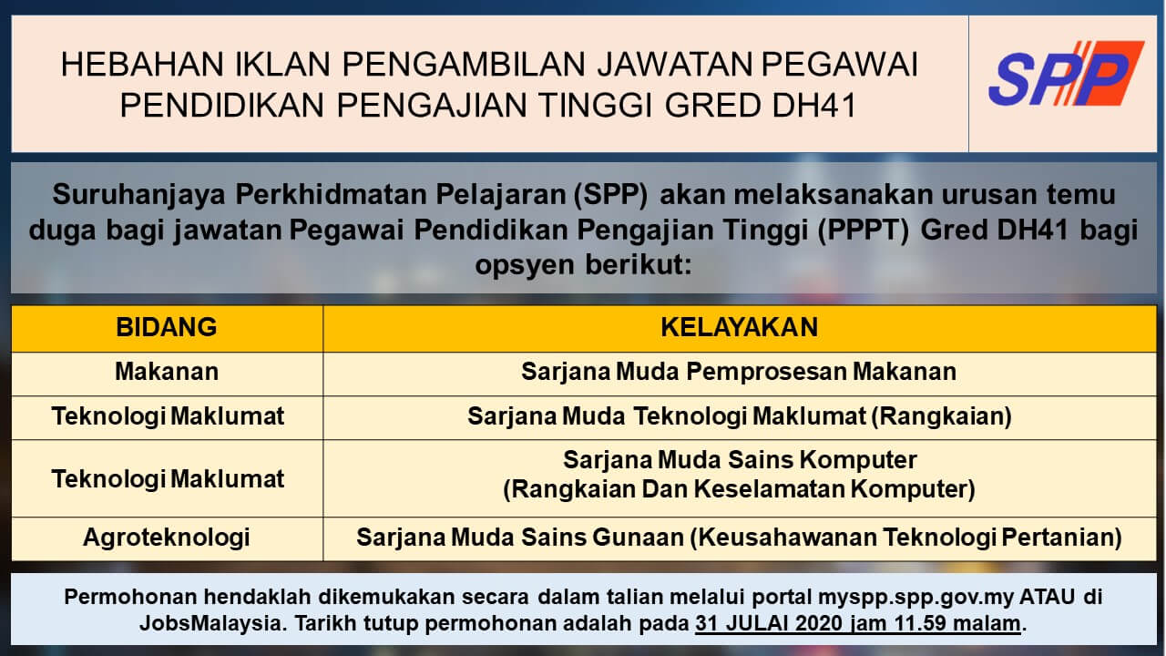 Suruhanjaya Perkhidmatan Pelajaran (SPP) : Hebahan Iklan Pengambilan ...